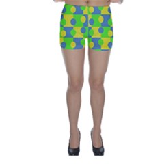 Abric Cotton Bright Blue Lime Skinny Shorts by Simbadda