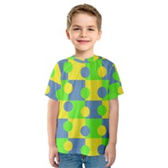 Abric Cotton Bright Blue Lime Kids  Sport Mesh Tee