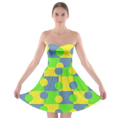 Abric Cotton Bright Blue Lime Strapless Bra Top Dress