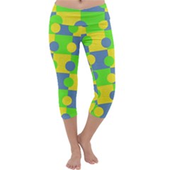 Abric Cotton Bright Blue Lime Capri Yoga Leggings