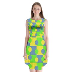 Abric Cotton Bright Blue Lime Sleeveless Chiffon Dress  