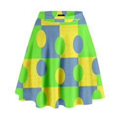 Abric Cotton Bright Blue Lime High Waist Skirt