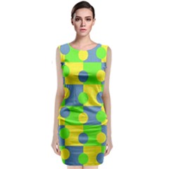 Abric Cotton Bright Blue Lime Sleeveless Velvet Midi Dress