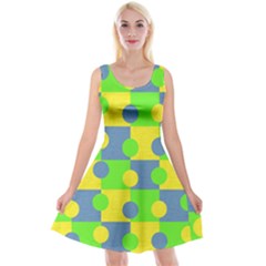 Abric Cotton Bright Blue Lime Reversible Velvet Sleeveless Dress