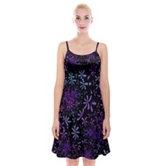 Retro Flower Pattern Design Batik Spaghetti Strap Velvet Dress by Simbadda