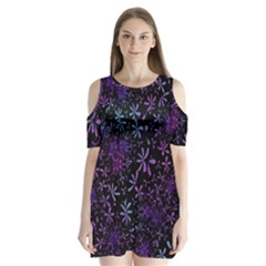 Retro Flower Pattern Design Batik Shoulder Cutout Velvet  One Piece