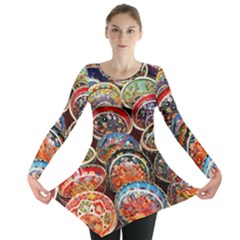 Art Background Bowl Ceramic Color Long Sleeve Tunic 