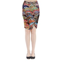 Art Background Bowl Ceramic Color Midi Wrap Pencil Skirt