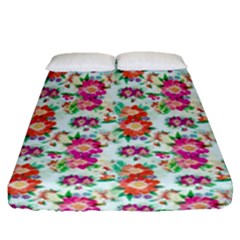 Floral Flower Pattern Seamless Fitted Sheet (queen Size)