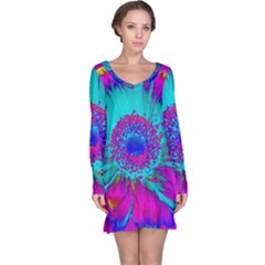 Retro Colorful Decoration Texture Long Sleeve Nightdress