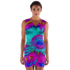 Retro Colorful Decoration Texture Wrap Front Bodycon Dress by Simbadda