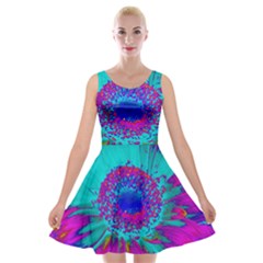 Retro Colorful Decoration Texture Velvet Skater Dress