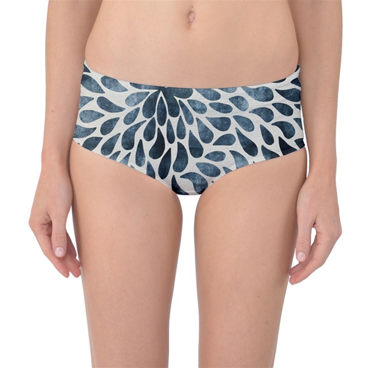 Abstract Flower Petals Floral Mid-Waist Bikini Bottoms