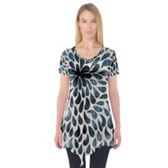 Abstract Flower Petals Floral Short Sleeve Tunic 