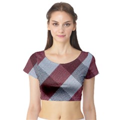 Textile Geometric Retro Pattern Short Sleeve Crop Top (tight Fit)