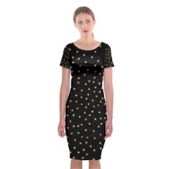 Grunge Retro Pattern Black Triangles Classic Short Sleeve Midi Dress