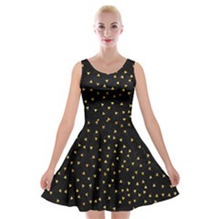 Grunge Retro Pattern Black Triangles Velvet Skater Dress