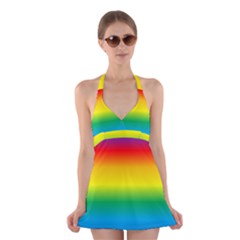 Rainbow Background Colourful Halter Swimsuit Dress by Simbadda