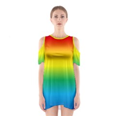 Rainbow Background Colourful Shoulder Cutout One Piece