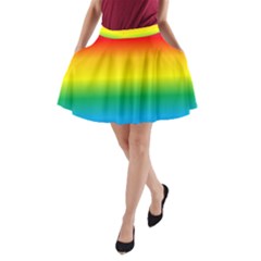 Rainbow Background Colourful A-line Pocket Skirt