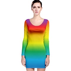 Rainbow Background Colourful Long Sleeve Velvet Bodycon Dress by Simbadda