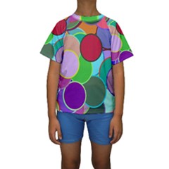 Dots Circles Colorful Unique Kids  Short Sleeve Swimwear