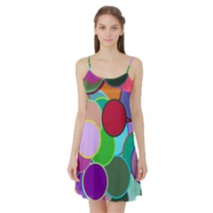 Dots Circles Colorful Unique Satin Night Slip by Simbadda