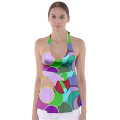 Dots Circles Colorful Unique Babydoll Tankini Top