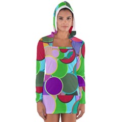 Dots Circles Colorful Unique Women s Long Sleeve Hooded T-shirt