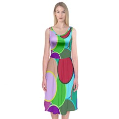 Dots Circles Colorful Unique Midi Sleeveless Dress