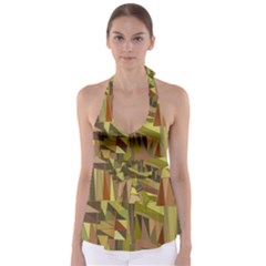 Earth Tones Geometric Shapes Unique Babydoll Tankini Top