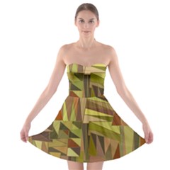 Earth Tones Geometric Shapes Unique Strapless Bra Top Dress by Simbadda