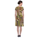 Earth Tones Geometric Shapes Unique Short Sleeve Front Wrap Dress View2