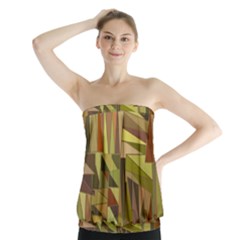 Earth Tones Geometric Shapes Unique Strapless Top