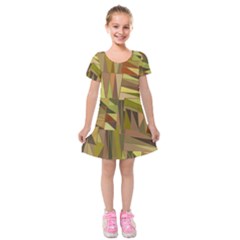 Earth Tones Geometric Shapes Unique Kids  Short Sleeve Velvet Dress