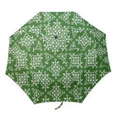 St Patrick S Day Damask Vintage Green Background Pattern Folding Umbrellas by Simbadda