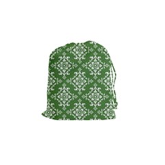 St Patrick S Day Damask Vintage Green Background Pattern Drawstring Pouches (small) 