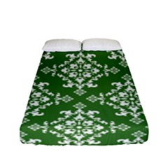 St Patrick S Day Damask Vintage Green Background Pattern Fitted Sheet (full/ Double Size) by Simbadda