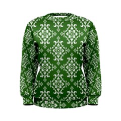 St Patrick S Day Damask Vintage Green Background Pattern Women s Sweatshirt