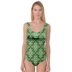 St Patrick S Day Damask Vintage Green Background Pattern Princess Tank Leotard 