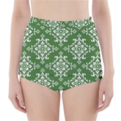 St Patrick S Day Damask Vintage Green Background Pattern High-waisted Bikini Bottoms