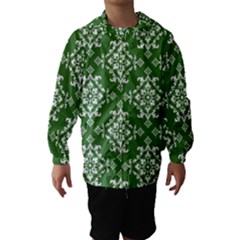 St Patrick S Day Damask Vintage Green Background Pattern Hooded Wind Breaker (kids)