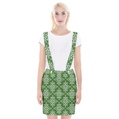 St Patrick S Day Damask Vintage Green Background Pattern Suspender Skirt by Simbadda