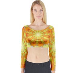 Sunshine Sunny Sun Abstract Yellow Long Sleeve Crop Top