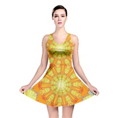 Sunshine Sunny Sun Abstract Yellow Reversible Skater Dress by Simbadda