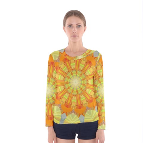 Sunshine Sunny Sun Abstract Yellow Women s Long Sleeve Tee by Simbadda