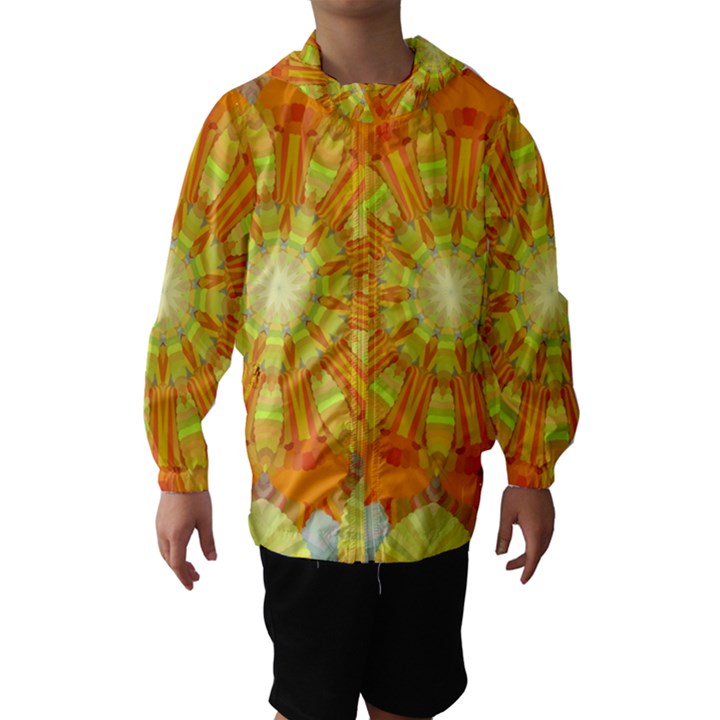 Sunshine Sunny Sun Abstract Yellow Hooded Wind Breaker (Kids)