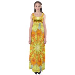 Sunshine Sunny Sun Abstract Yellow Empire Waist Maxi Dress