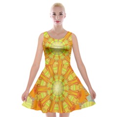 Sunshine Sunny Sun Abstract Yellow Velvet Skater Dress