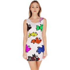 Fishes Marine Life Swimming Water Sleeveless Bodycon Dress by Simbadda